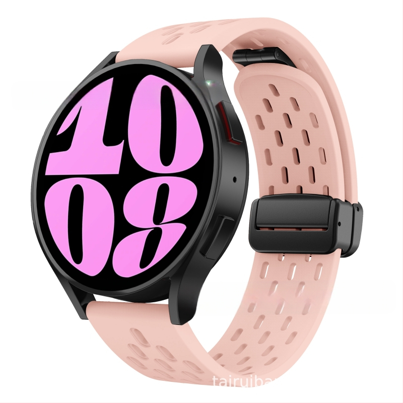 20 mm-es Samsung Watch6 összecsukható mágneses csattal ellátott szilikon óraszíjhoz alkalmas, Huawei Watch GT2 gyorskioldós óraszíjjal