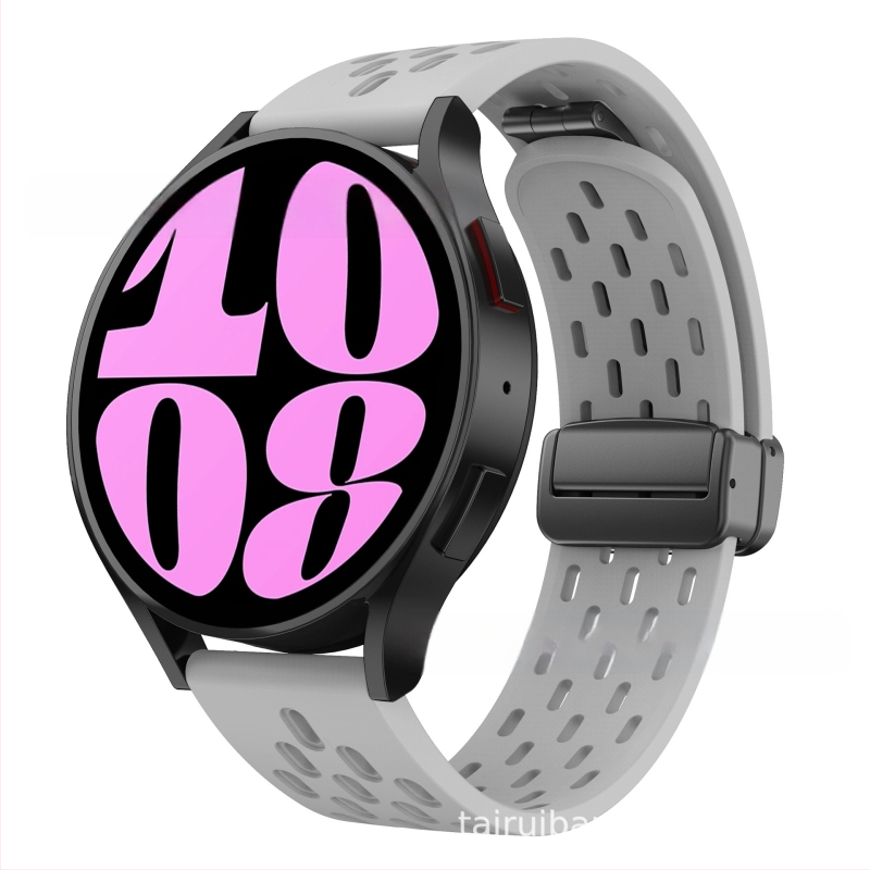 20 mm-es Samsung Watch6 összecsukható mágneses csattal ellátott szilikon óraszíjhoz alkalmas, Huawei Watch GT2 gyorskioldós óraszíjjal