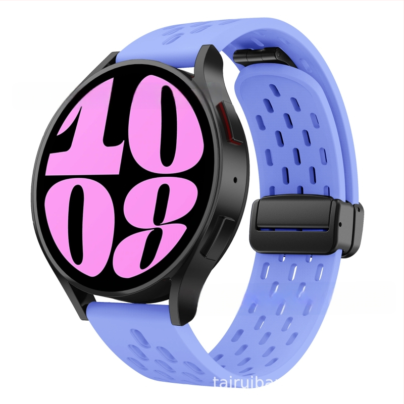 20 mm-es Samsung Watch6 összecsukható mágneses csattal ellátott szilikon óraszíjhoz alkalmas, Huawei Watch GT2 gyorskioldós óraszíjjal