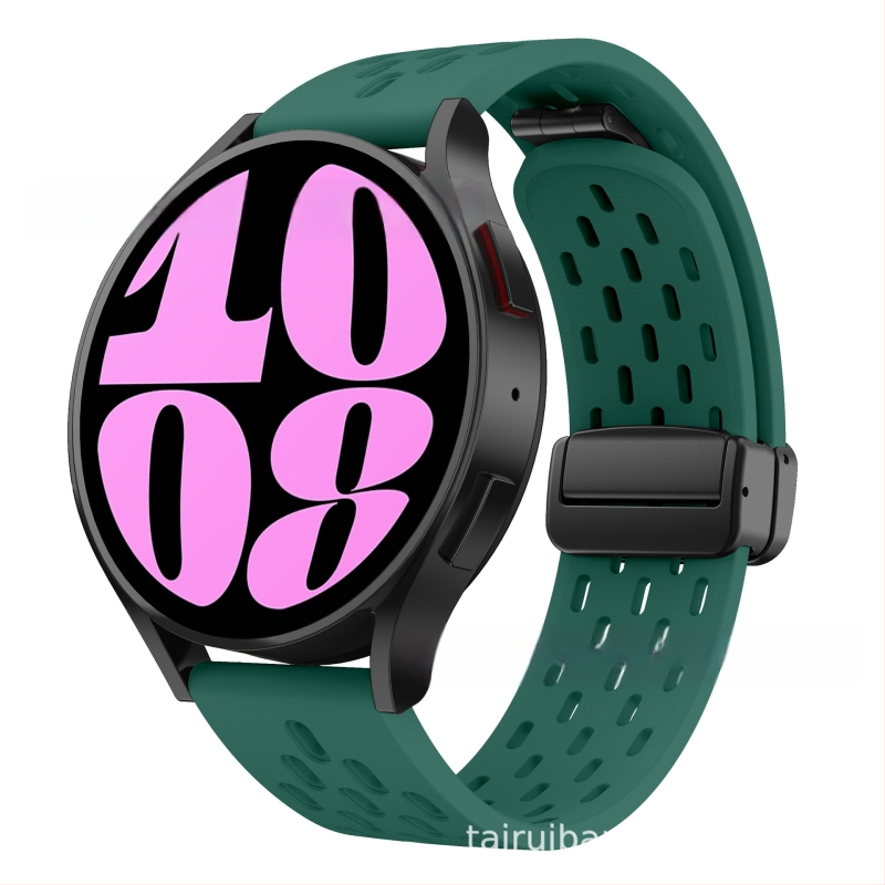 20 mm-es Samsung Watch6 összecsukható mágneses csattal ellátott szilikon óraszíjhoz alkalmas, Huawei Watch GT2 gyorskioldós óraszíjjal