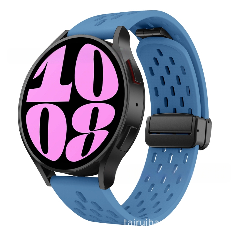 20 mm-es Samsung Watch6 összecsukható mágneses csattal ellátott szilikon óraszíjhoz alkalmas, Huawei Watch GT2 gyorskioldós óraszíjjal