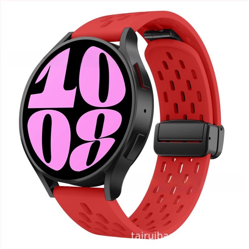 20 mm-es Samsung Watch6 összecsukható mágneses csattal ellátott szilikon óraszíjhoz alkalmas, Huawei Watch GT2 gyorskioldós óraszíjjal