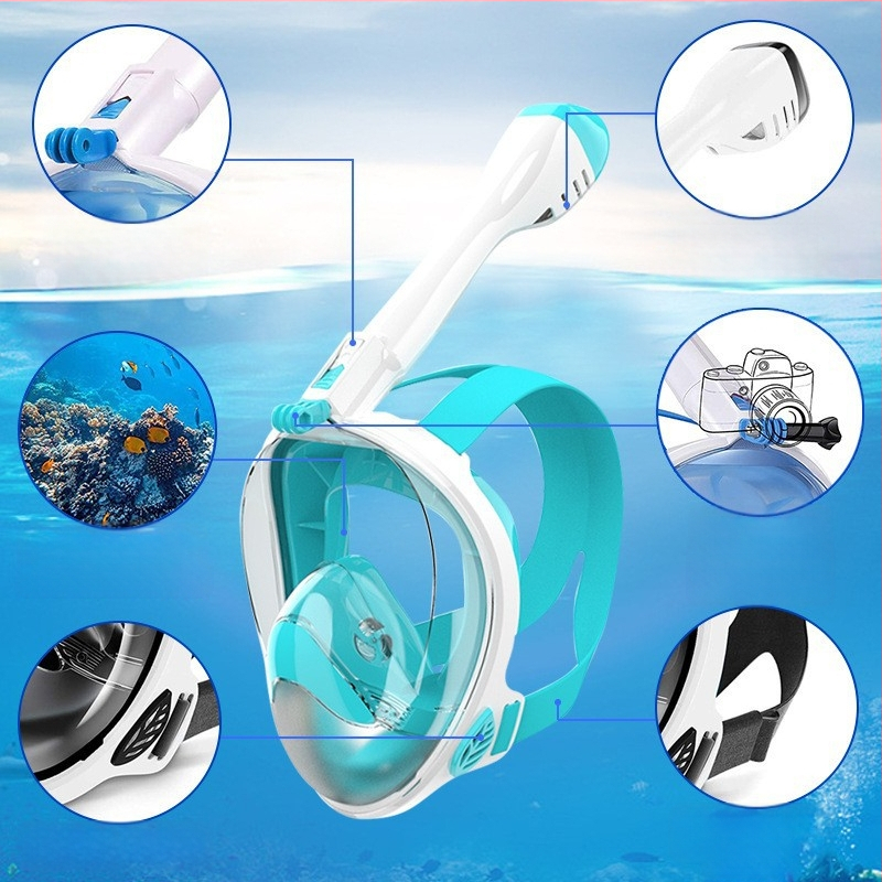 Nardymo kaukės kvėpavimo takų atskyrimo kvėpavimo vamzdelis, lengvai prijungiamas, skirtas „GoPro“ kamerai, visiškai sausai ir nerasojančiai kaukėi