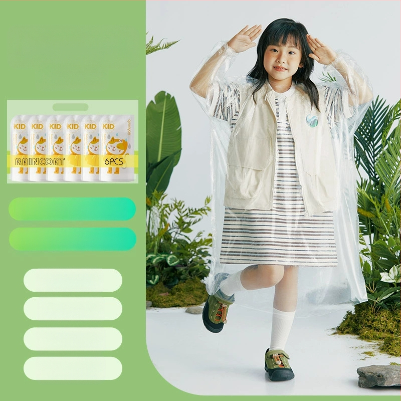 Дъждобран за възрастни за еднократна употреба, удебелен преносим картонен дъждобран, детски туристически живописен водоустойчив компресионен дъждобран