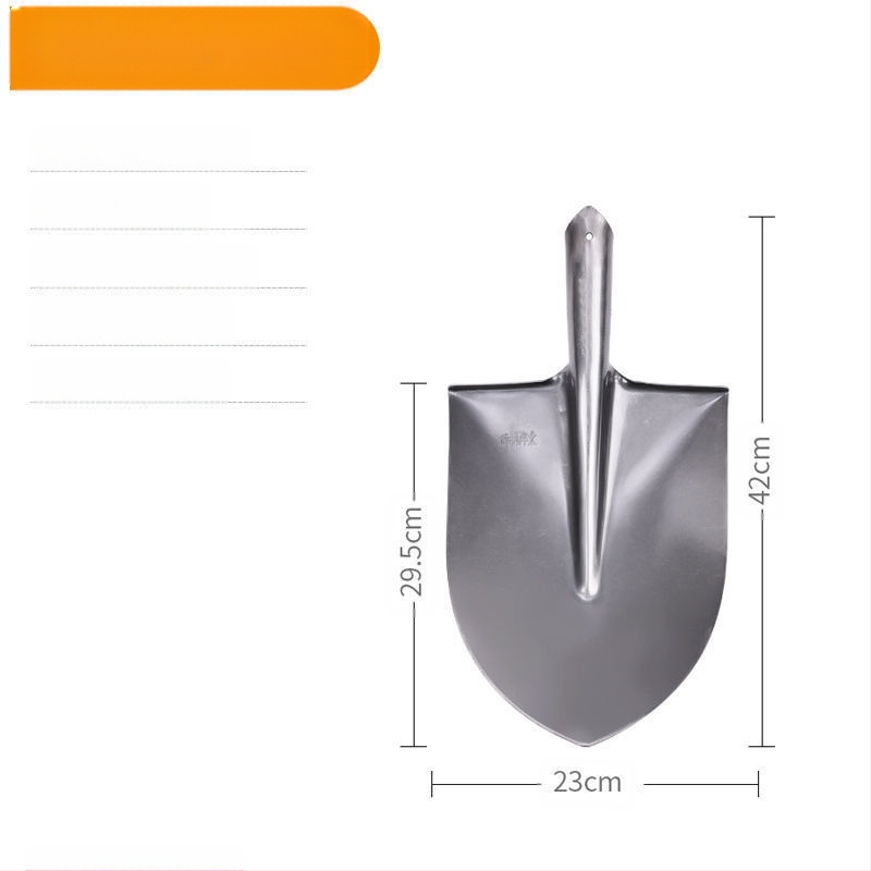 Didelis mangano plieno kastuvas lauke, kasti dirvą, atlaisvinti artefaktą, sodo sodo įrankius, sodinti daržoves, žemės ūkio, medinę rankeną, geležinį šaukštą