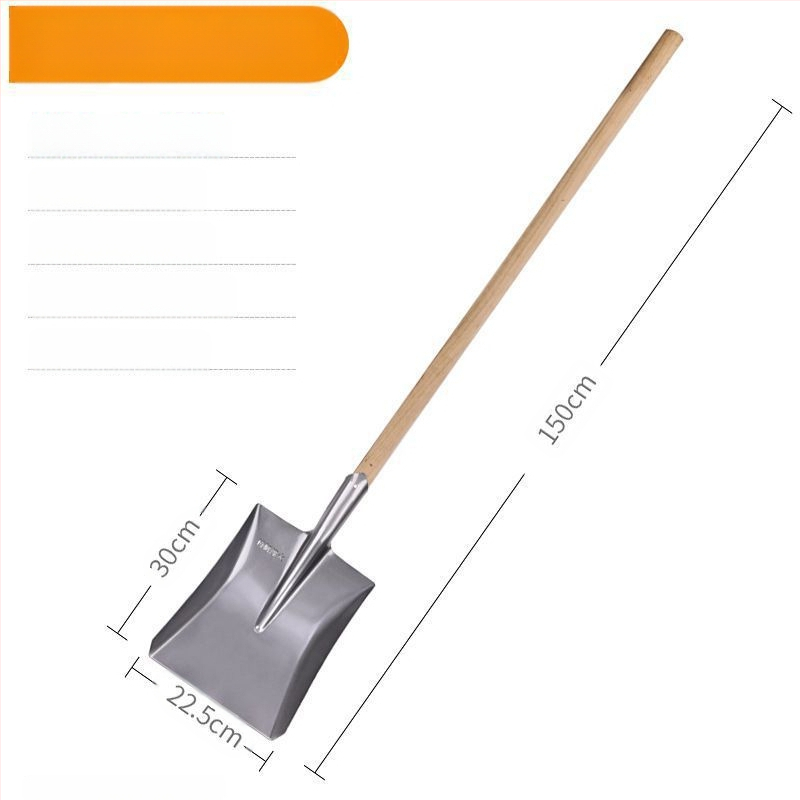 Didelis mangano plieno kastuvas lauke, kasti dirvą, atlaisvinti artefaktą, sodo sodo įrankius, sodinti daržoves, žemės ūkio, medinę rankeną, geležinį šaukštą