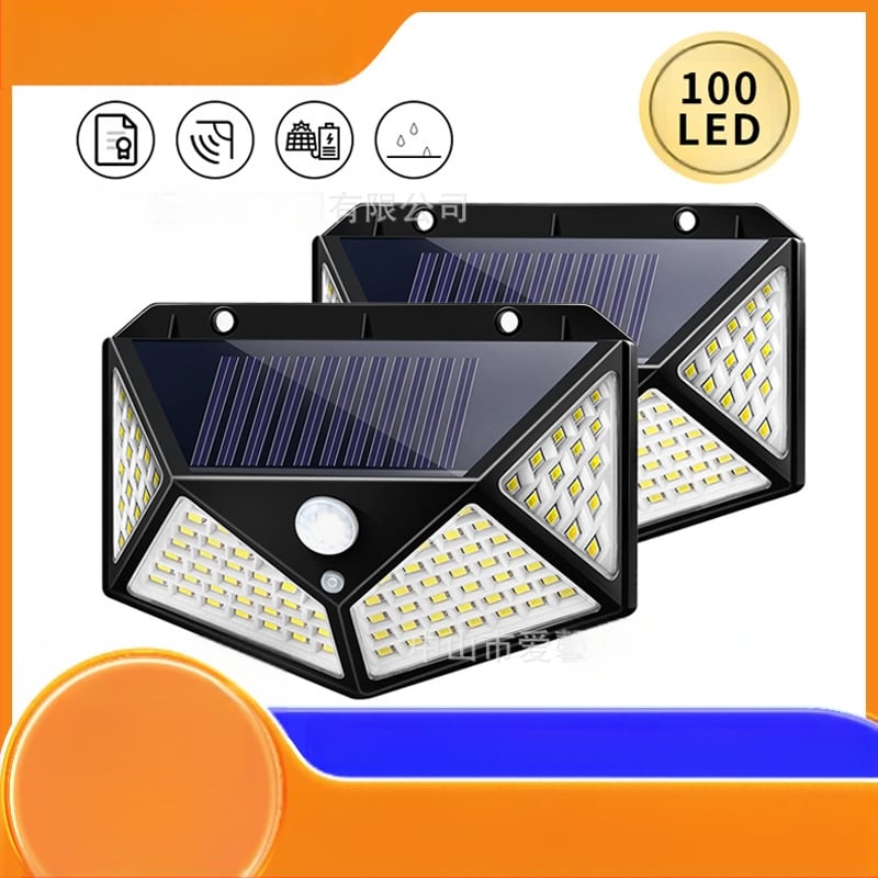 Трансгранична слънчева стенна лампа за външен двор 100LED четиристранна светоизлъчваща индукционна лампа за домашен, градински и пейзажен пейзаж