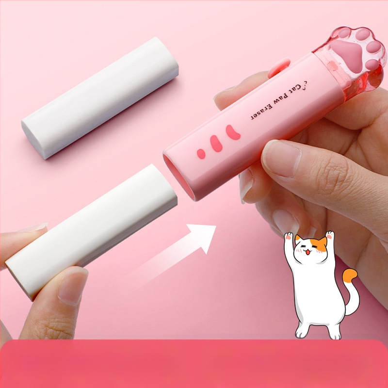 Su 5 keičiamomis šerdelėmis, stumiamu-traukiamu trintuku, specialiomis mokyklinėmis priemonėmis pradinių klasių mokiniams, pieštuko trintuku, vaikišku trintuku nepaliekant pėdsakų