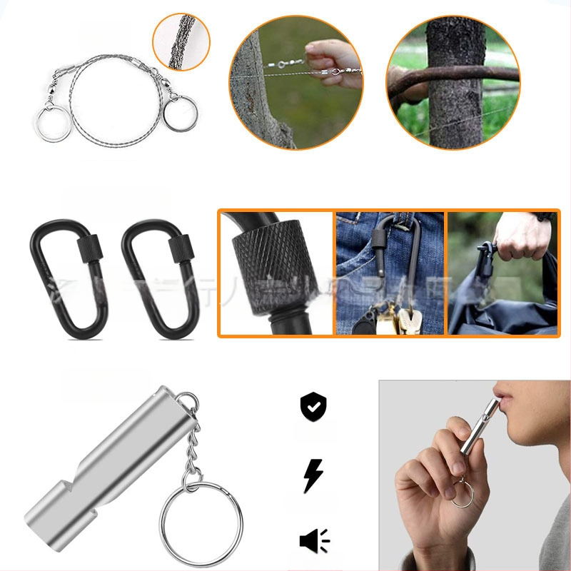 Kültéri elsősegélycsomag kaland-hegymászás kempingezés vészhelyzeti kempingfelszerelés EDC többfunkciós túlélőeszköz kombináció