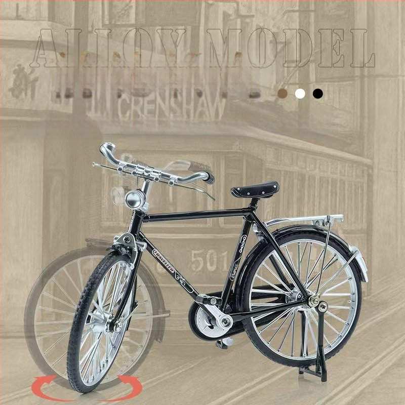 Метална симулация 1:10 28 велосипед с голям бар, традиционен старомоден ретро носталгичен велосипед за мъже, алуминиева играчка модел