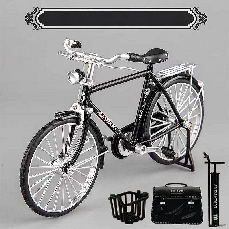 Метална симулация 1:10 28 велосипед с голям бар, традиционен старомоден ретро носталгичен велосипед за мъже, алуминиева играчка модел