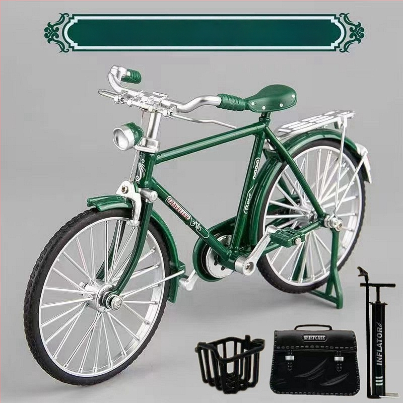 Метална симулация 1:10 28 велосипед с голям бар, традиционен старомоден ретро носталгичен велосипед за мъже, алуминиева играчка модел