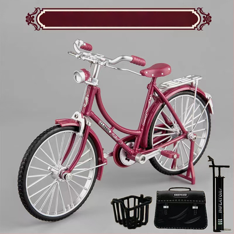 Метална симулация 1:10 28 велосипед с голям бар, традиционен старомоден ретро носталгичен велосипед за мъже, алуминиева играчка модел