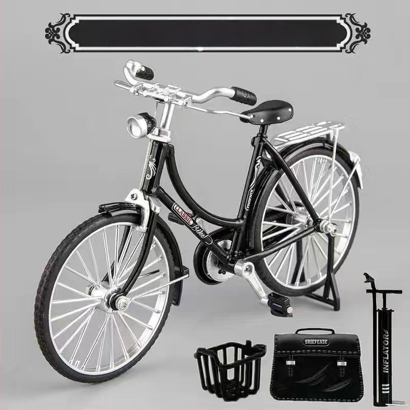 Метална симулация 1:10 28 велосипед с голям бар, традиционен старомоден ретро носталгичен велосипед за мъже, алуминиева играчка модел