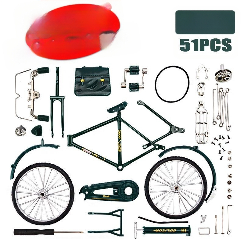 Метална симулация 1:10 28 велосипед с голям бар, традиционен старомоден ретро носталгичен велосипед за мъже, алуминиева играчка модел