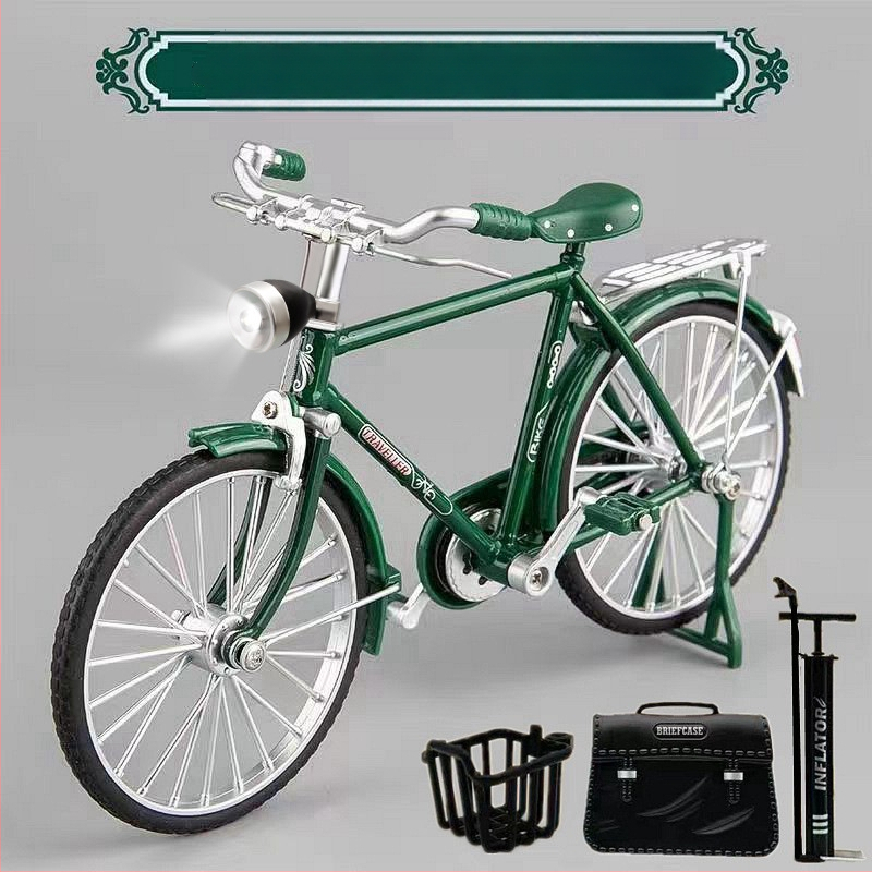 Метална симулация 1:10 28 велосипед с голям бар, традиционен старомоден ретро носталгичен велосипед за мъже, алуминиева играчка модел