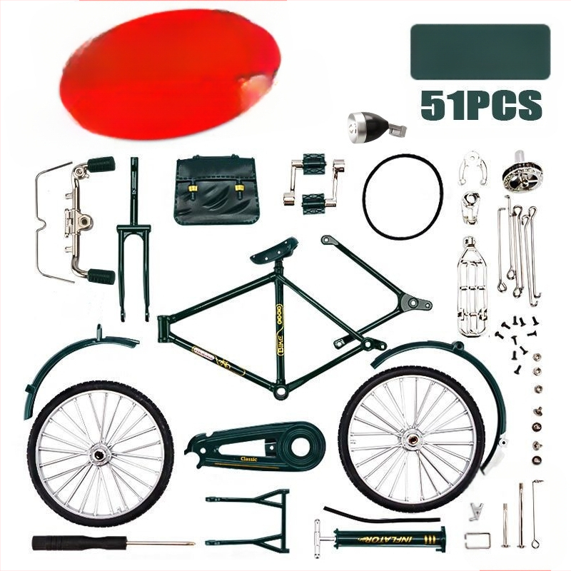 Метална симулация 1:10 28 велосипед с голям бар, традиционен старомоден ретро носталгичен велосипед за мъже, алуминиева играчка модел