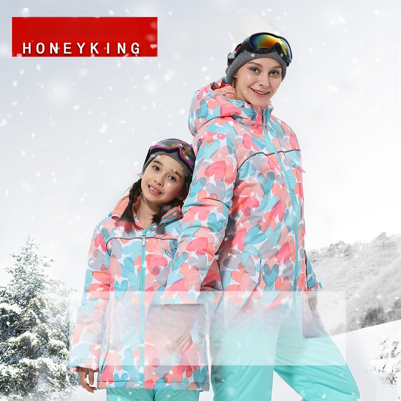 Gyári közvetlen nagykereskedelem HONEYKING kültéri lányoknak való meleg és kényelmes gyermek síruhák pamuttal bélelt ruhák