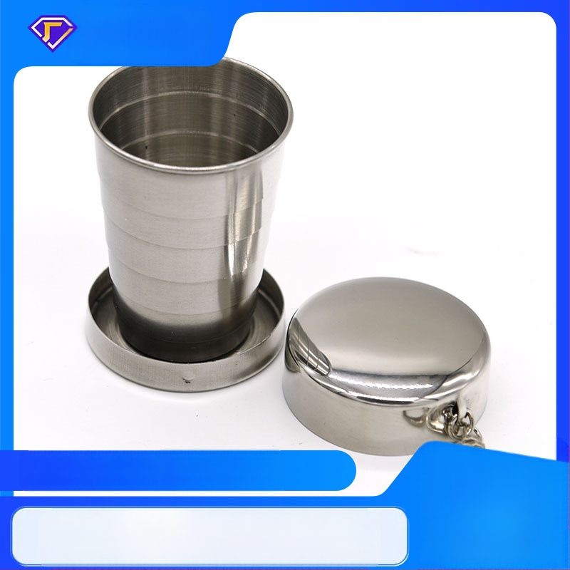 Lauko nešiojamas vyriškas ir moteriškas nešiojamas metalinis nerūdijančio plieno ištraukiamas puodelis sulankstomas puodelis vyno puodelis, mažas dydis 68 g
