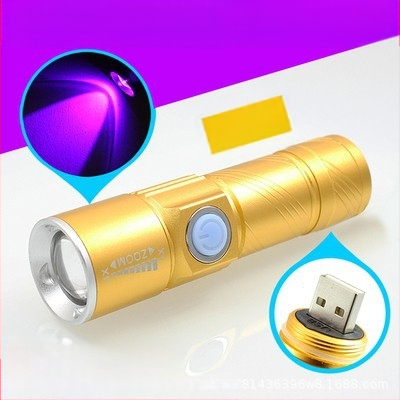 DARKBEAM újratölthető lila USB395nmUV zseblámpa fluoreszkáló anyagfelismerés hamisítás elleni bankjegy-ellenőrzés Jade azonosítás