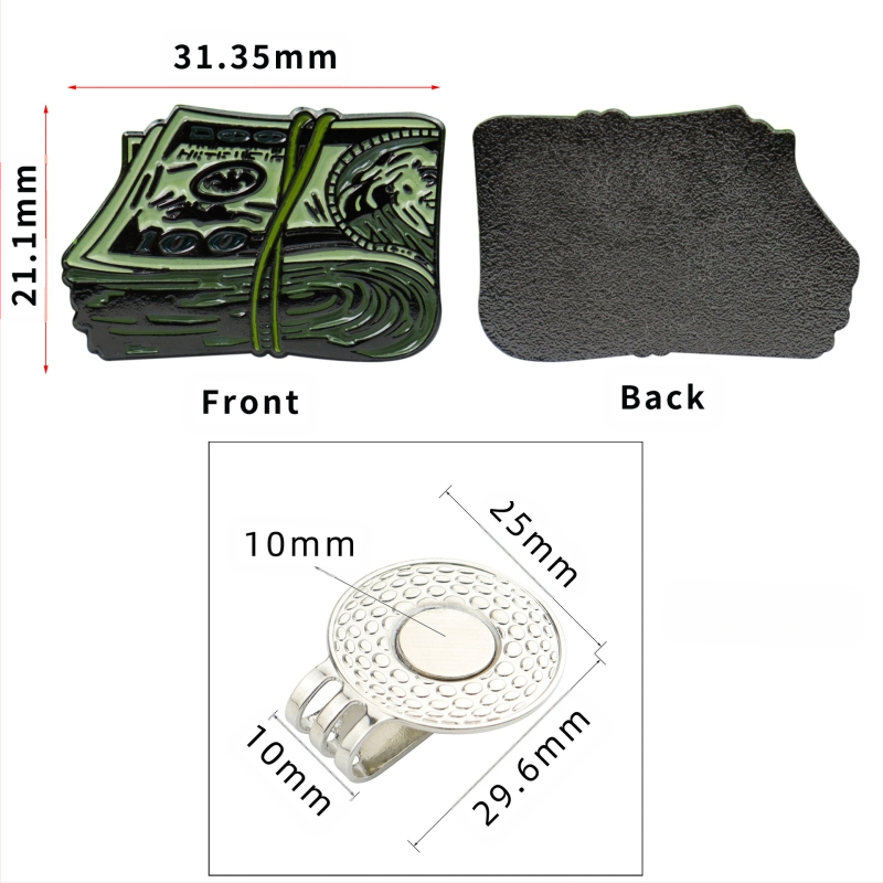 Nauji golfo aksesuarai su kūrybingu metaliniu dolerio emalio kamuoliuko žymekliu