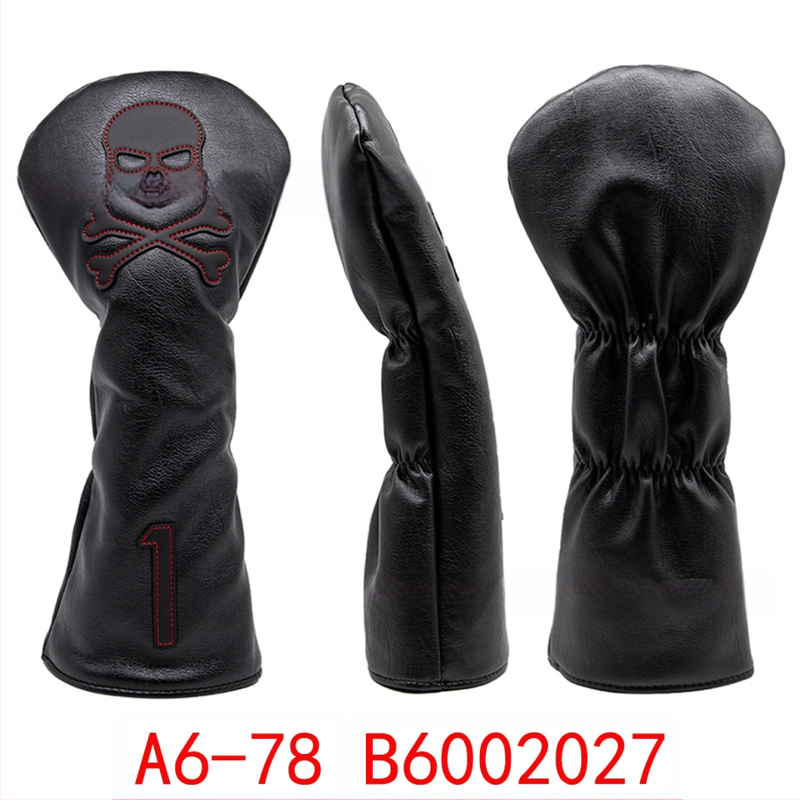 Sandėlyje didmeninė prekyba raudonos ir baltos linijos kaukolės medinio strypo dangteliu stačiu kampu / pusapvaliu / kvadratiniu stūmiklio dangteliu golfo lazdos dangteliu