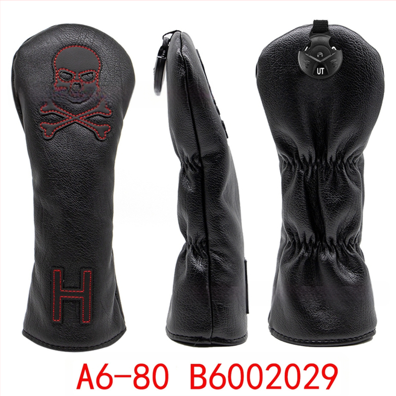 Sandėlyje didmeninė prekyba raudonos ir baltos linijos kaukolės medinio strypo dangteliu stačiu kampu / pusapvaliu / kvadratiniu stūmiklio dangteliu golfo lazdos dangteliu