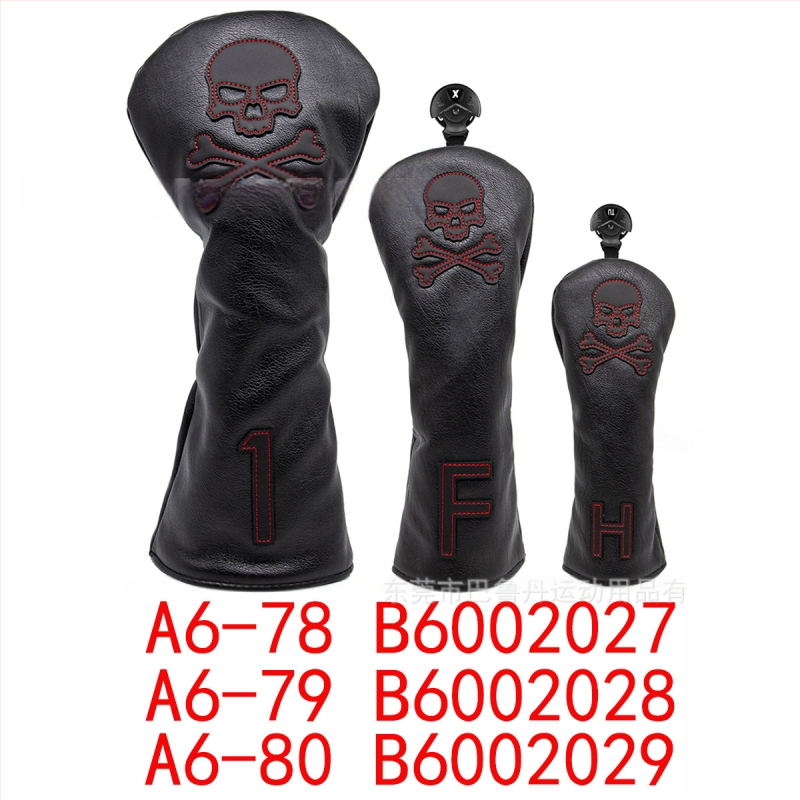 Sandėlyje didmeninė prekyba raudonos ir baltos linijos kaukolės medinio strypo dangteliu stačiu kampu / pusapvaliu / kvadratiniu stūmiklio dangteliu golfo lazdos dangteliu