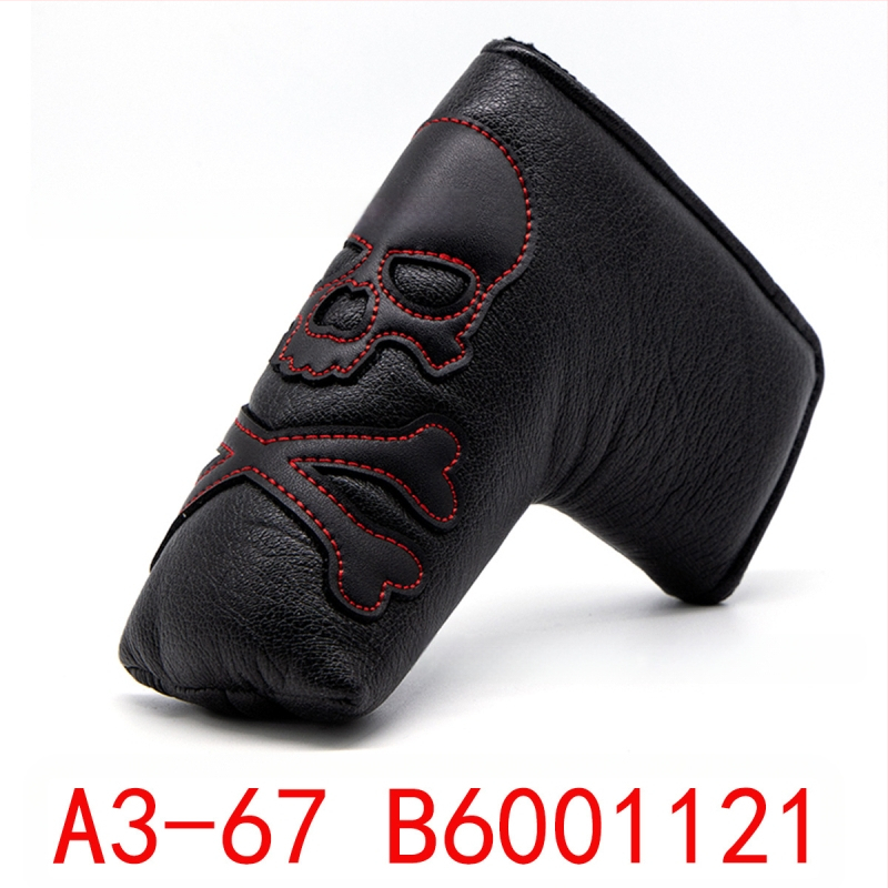 Sandėlyje didmeninė prekyba raudonos ir baltos linijos kaukolės medinio strypo dangteliu stačiu kampu / pusapvaliu / kvadratiniu stūmiklio dangteliu golfo lazdos dangteliu