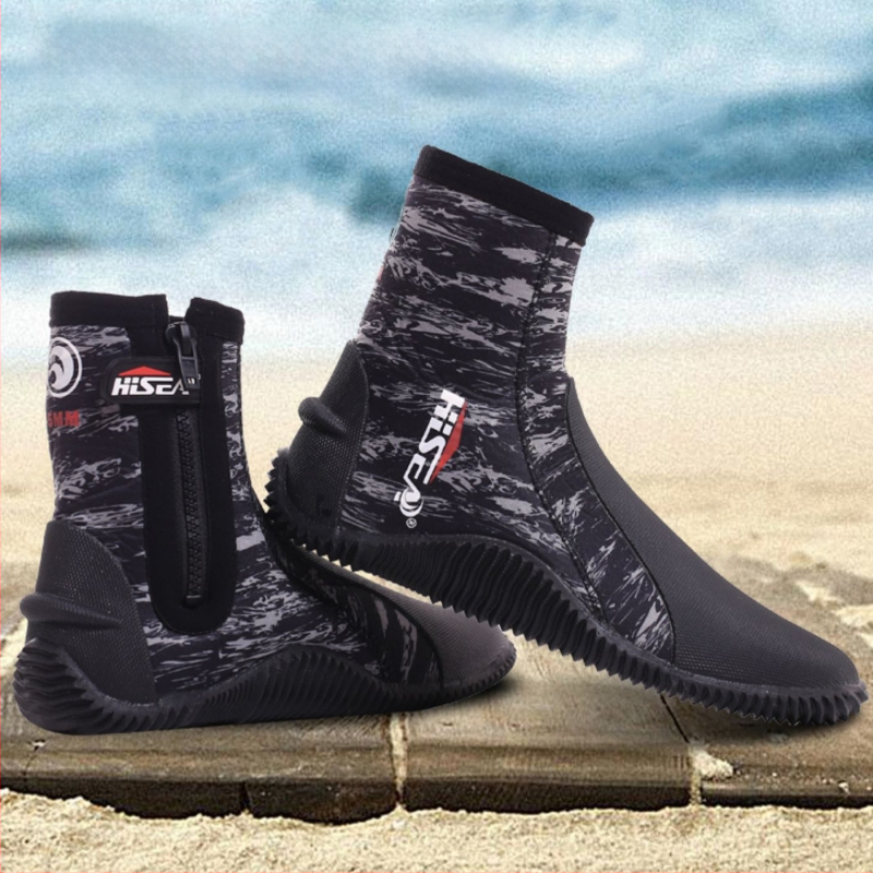 Ekspordikvaliteediga sukeldumissaapad, libisemiskindlad torkekindlad pääste- ja üleujutustõrjeks mõeldud 5 mm paksused kõrge säärega snorgeldamis- ja rannajalatsid