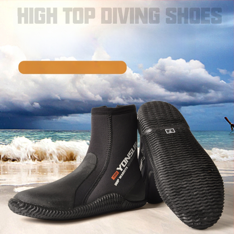 Ekspordikvaliteediga sukeldumissaapad, libisemiskindlad torkekindlad pääste- ja üleujutustõrjeks mõeldud 5 mm paksused kõrge säärega snorgeldamis- ja rannajalatsid