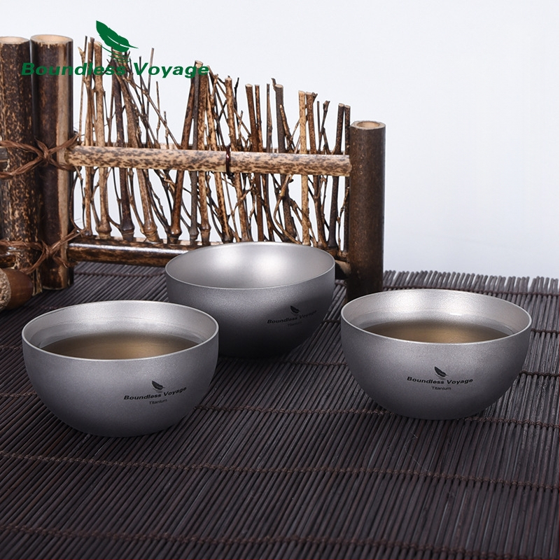 „Biwei“ gryno titano mažas arbatos puodelis, 30 ml, mini puodelių arbatos rinkinys, lauko stovyklavimo dvigubo sluoksnio vandens puodelis, titano puodelis, stovyklavimo reikmenys