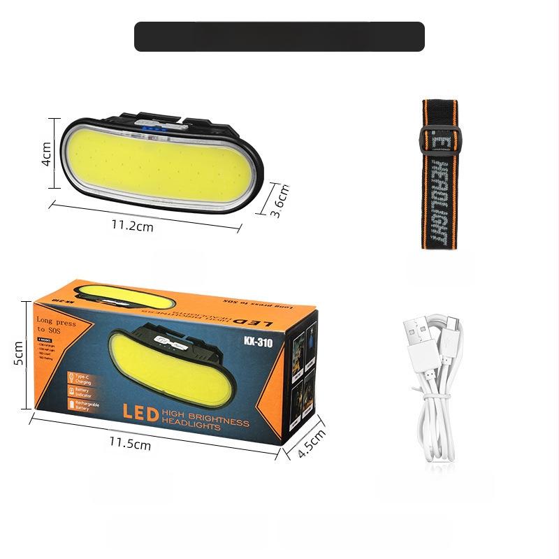 Įkraunamas, stiprus, tarpvalstybinis žibintuvėlis, montuojamas ant galvos, LED lauko namų dvigubo šviesos šaltinio, naktinis žvejybos apšvietimas