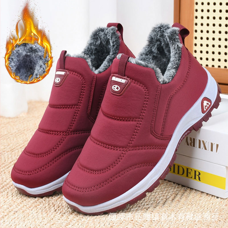 Régi pekingi pamut téli női cipők polár béléssel és hőtech technológiával középkorú és idős anyáknak, csúszásgátló puha talppal, vastagított pamut csizmák időseknek és nagymamáknak