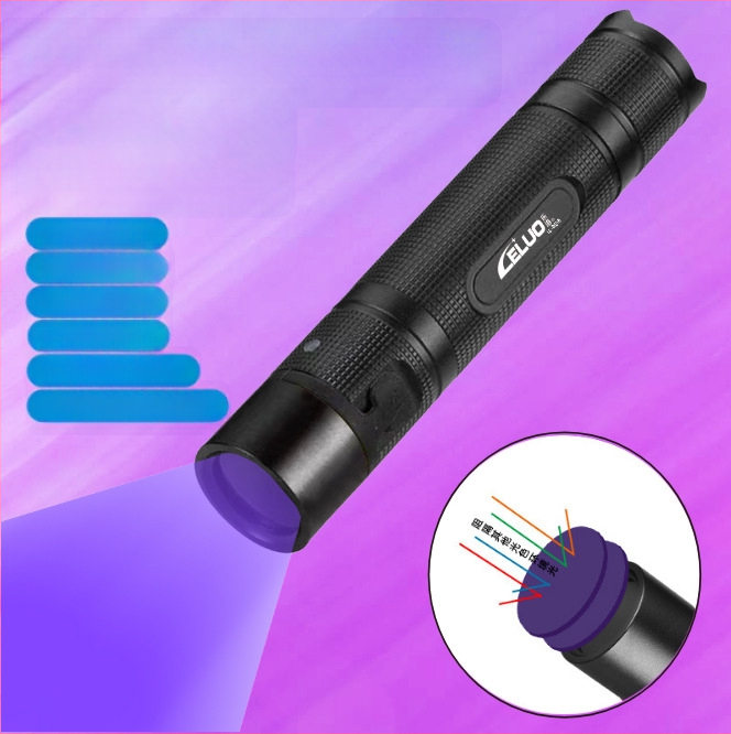 Erős fényű, hordozható, 365 UV-s lila fényű, újratölthető pénzkereső lámpa, háziállat vizeletének Wood fekete tükör detektor lámpája, C típusú