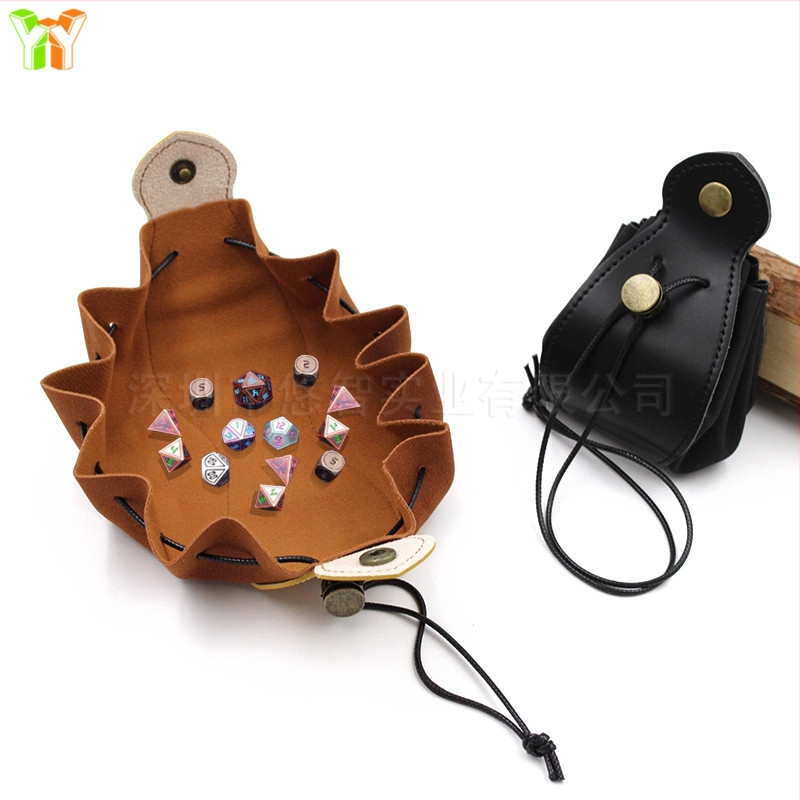 Antik tárolótáska, játék dobókocka táska, ékszertároló táska, kontrasztos bőr dobókocka táska