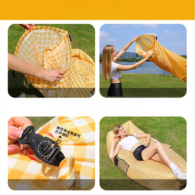 Възглавница за мързелив надуваем диван, преносим външен плажен въздушен диван, съвпадащ цвят, мързелив спален чувал, легло на едро, производител на едро