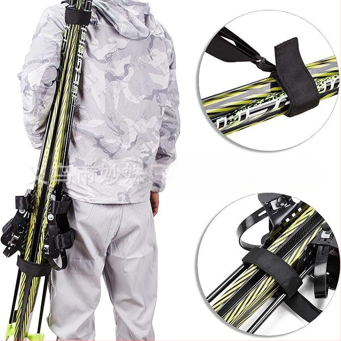 Tarpvalstybinis „Amazon“ žieminių slidinėjimo lazdų dirželis, lengvai nešiojamas slidinėjimo įrangos reguliuojamas nailono pečių dirželis