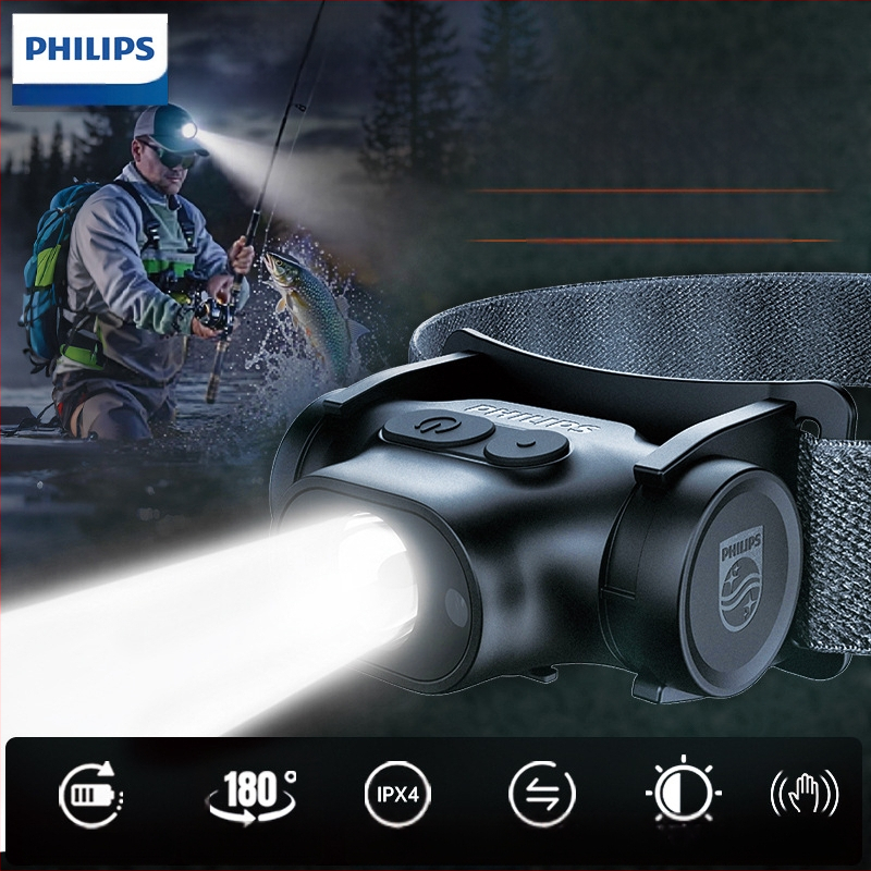Piiriülene Philipsi Sfl1851 ülikerge nutika anduriga esilamp matkamiseks, telkimiseks ja patrullimiseks, pea külge kinnitatav esilamp