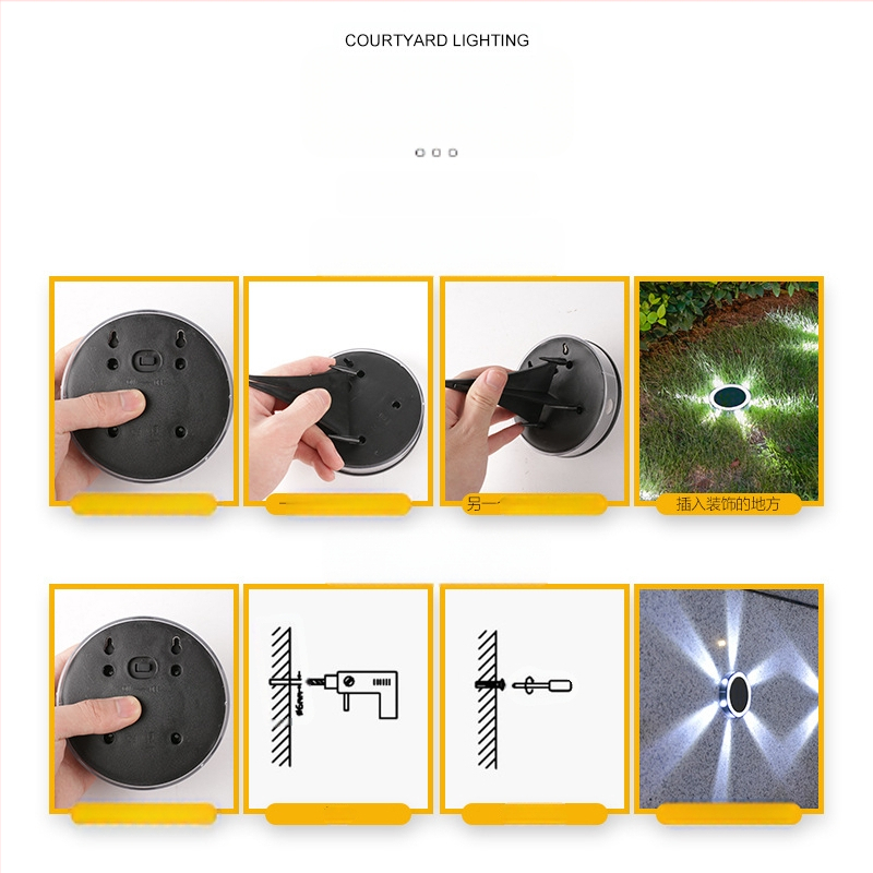 Napelemes LED földalatti lámpa kültéri vízálló műanyag kerti dekoráció földi dugós lámpa gyep táj eltemetett fény szuper fényes