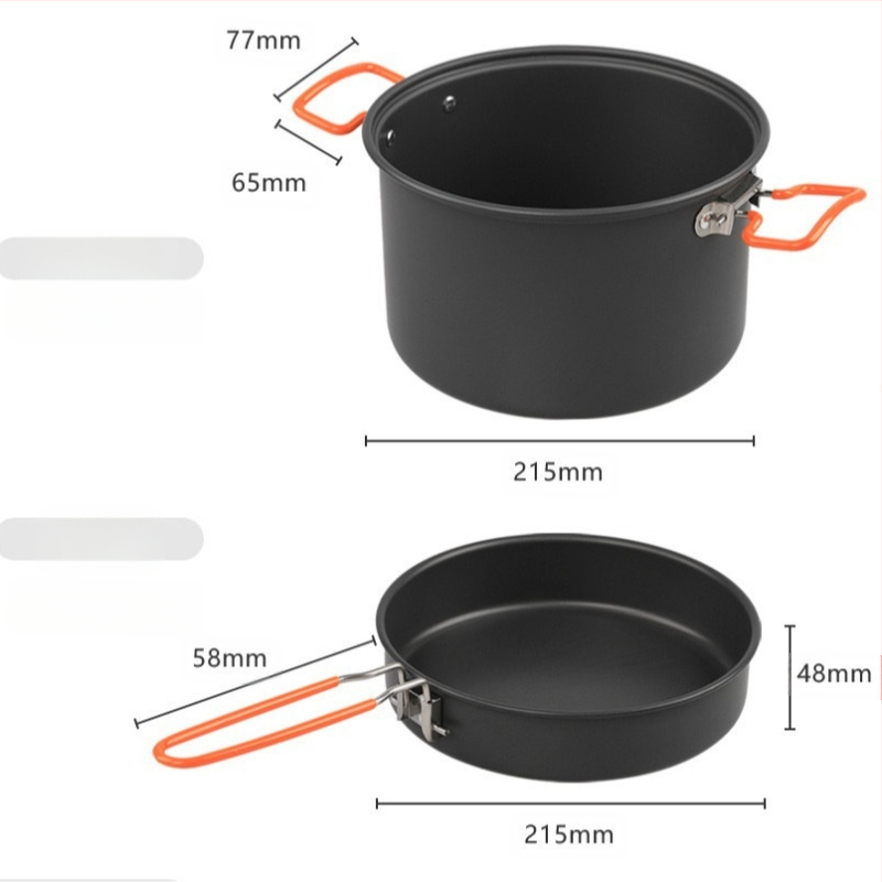 Uus 718 välistingimustes kasutatav alumiiniumisulamist telkimiskomplekt, pott, kahe kõrvaga auruti, kaasaskantav neljaosaline jagatud välistingimustes kasutatav köögitarbed