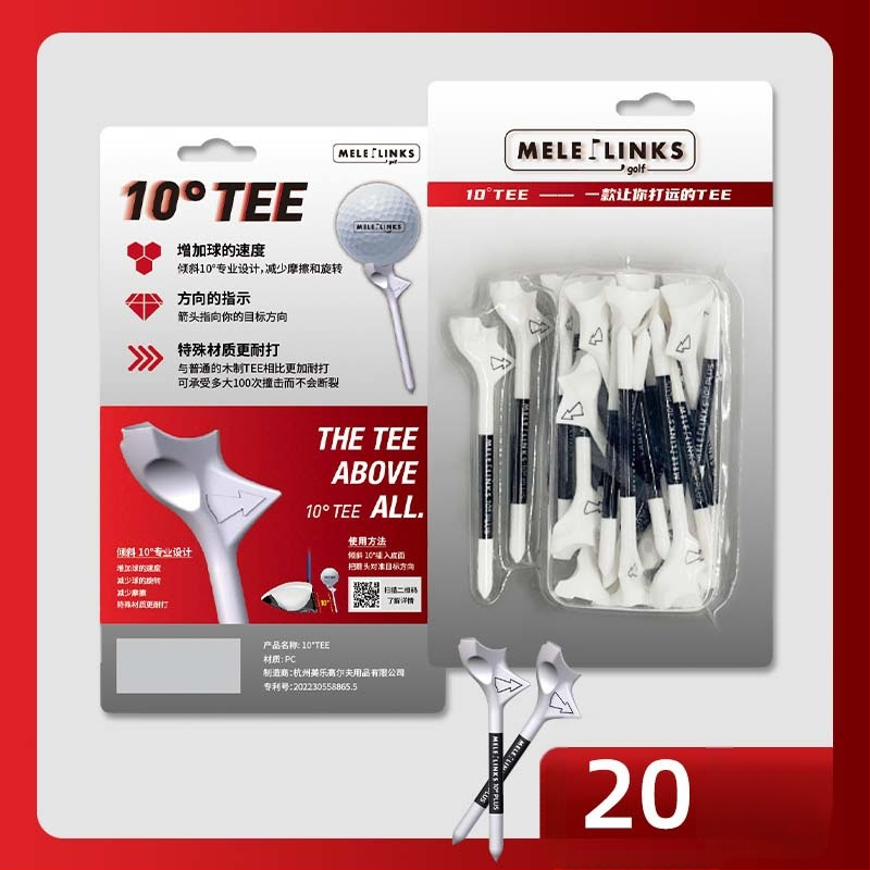Merlot szabadalom 20 db/doboz golf szeg 10 fokos ferde labda tee labda tartó golf kellékek határokon átnyúló akció