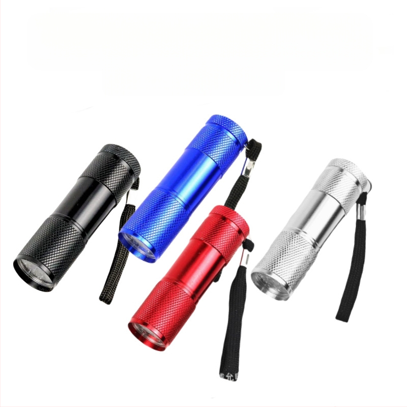 Határokon átnyúló gyártók közvetlenül szállítanak 9LED-es lila zseblámpát UV ultraibolya alumíniumötvözetből készült pénzdetektor fénycsöves világító lámpát