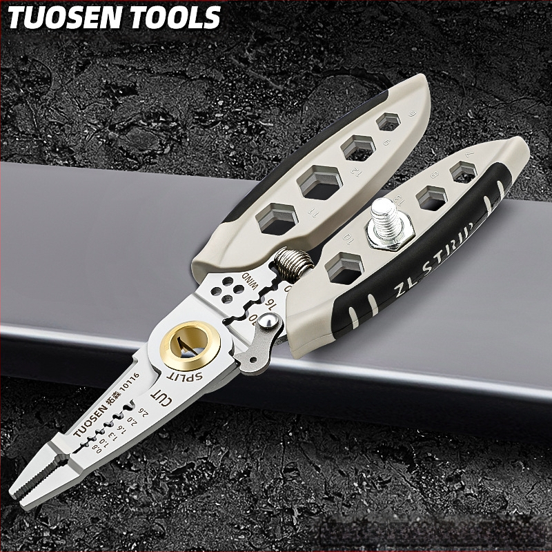 Tuosen višenamjenski alat za skidanje izolacije 7 inča, specijalni alat za električare, rezač žice, izvlačenje žice, prešanje žice, vijak za namatanje žice