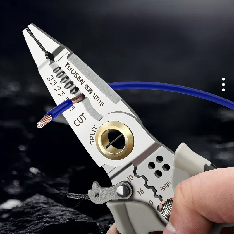 Tuosen višenamjenski alat za skidanje izolacije 7 inča, specijalni alat za električare, rezač žice, izvlačenje žice, prešanje žice, vijak za namatanje žice