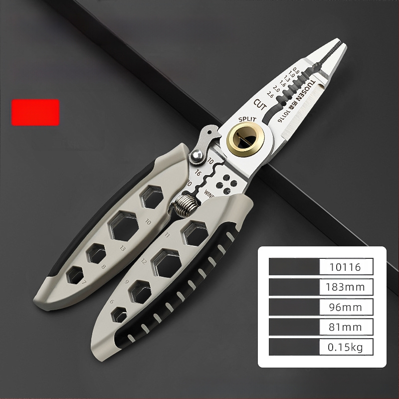 Tuosen višenamjenski alat za skidanje izolacije 7 inča, specijalni alat za električare, rezač žice, izvlačenje žice, prešanje žice, vijak za namatanje žice