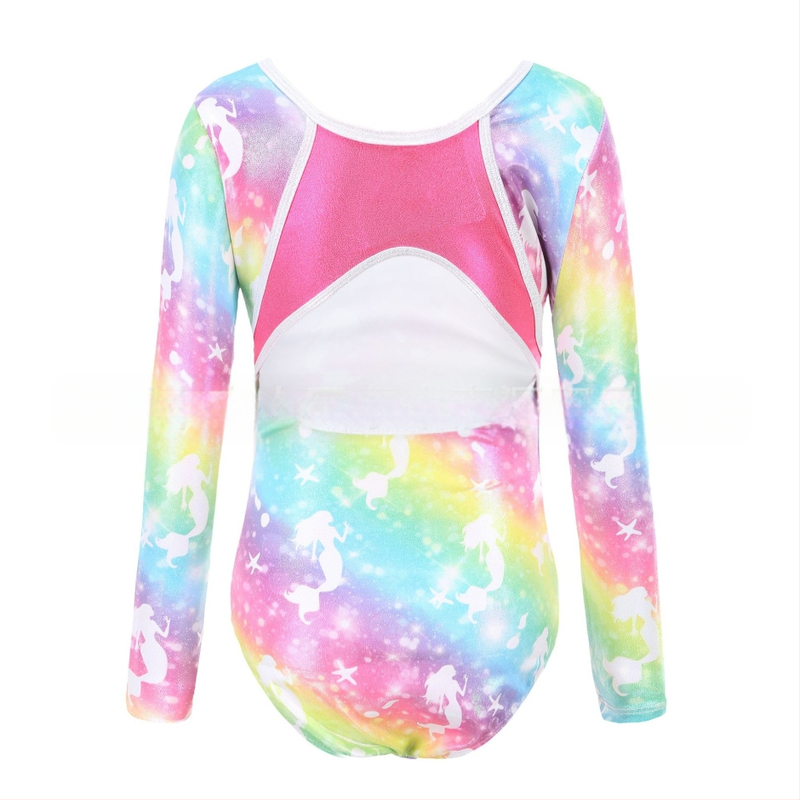 Детско облекло за гимнастика, дрехи с дълъг ръкав и бронзиращо покритие за танци, дрехи за момичета, балет, детски дрехи за гимнастика с гол гръб, дрехи за тренировки, детски клинове