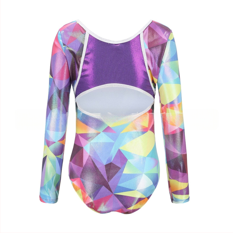 Детско облекло за гимнастика, дрехи с дълъг ръкав и бронзиращо покритие за танци, дрехи за момичета, балет, детски дрехи за гимнастика с гол гръб, дрехи за тренировки, детски клинове