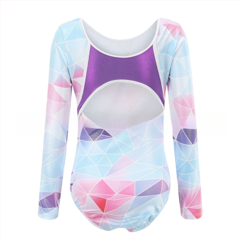 Детско облекло за гимнастика, дрехи с дълъг ръкав и бронзиращо покритие за танци, дрехи за момичета, балет, детски дрехи за гимнастика с гол гръб, дрехи за тренировки, детски клинове