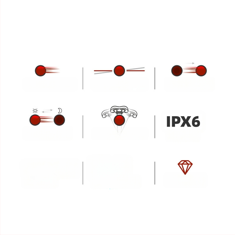 Dviračio išmanusis stabdžių galinis žibintas su automatiniu indukciniu užvedimu ir stabdymu, galinis žibintas su USB įkrovimu, TWOOC galinis žibintas